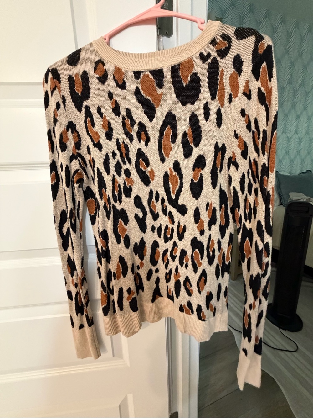a new day Beige, Black & Brown Leopard Print Crewneck Sweater